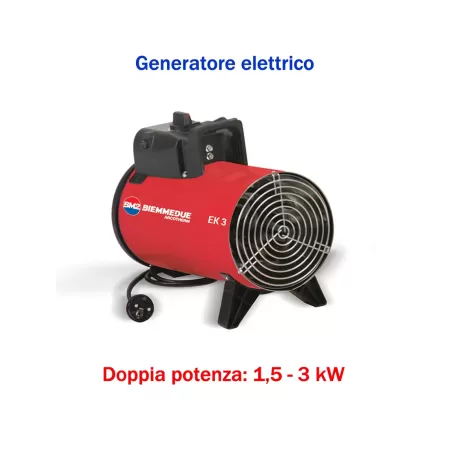 BM2 EK 3 C - Generatore d'aria calda a corrente elettrica con termostato - 2.580 Kcal/h (1.5 / 3 kW)