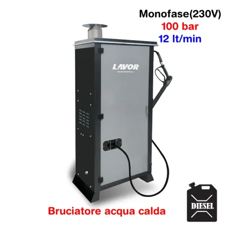 Lavor HHPV 1212 LP - Idropulitrice professionale ad acqua calda (100 Bar - 12 lt/min) a stazione fissa con bruciatore a ga