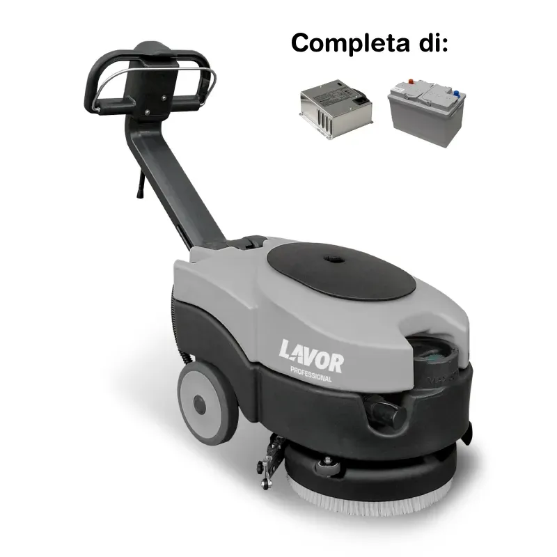 Lavor Quick 36B - Lavasciuga pavimenti professionale a batteria 12V (batterie e caricabatterie inclusi)