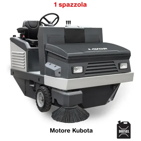 Lavor SWL R 1300 DT Bin Up 1 spazzola - Spazzatrice uomo a bordo per superfici sino a 19.200 m²/h (trazionata diesel)