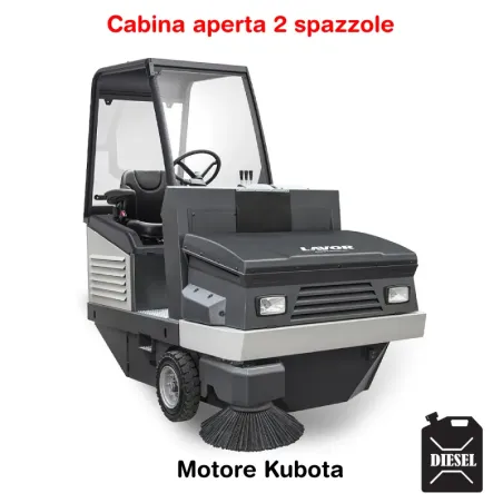 Lavor SWL R 1300 DT Bin Up T 2 spazzole - Spazzatrice uomo a bordo per superfici sino a 19.200 m²/h(trazionata diesel)