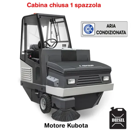 Lavor SWL R 1300 DT Bin Up CB AC 1 spazzola - Spazzatrice uomo a bordo per superfici sino a 19.200 m²/h (trazionata diesel)