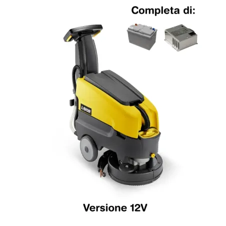 Lavor L1.5 36B - Lavasciuga pavimenti batteria 24V, pista di pulizia 36 cm (completa di caricabatteria e batterie)
