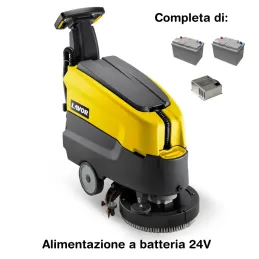 Lavor L4 45B - Lavasciuga pavimenti batteria 24V, pista di pulizia 45 cm (completa di caricabatteria e batterie)