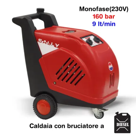 BM2 Sally 160/9 M - Idropulitrice professionale ad acqua calda (160 Bar - 9 lt/min) con bruciatore a gasolio