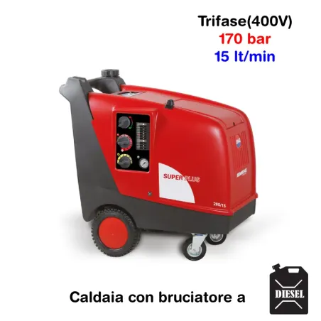 BM2 Super Plus 170/15 - Idropulitrice professionale ad acqua calda (170 Bar - 15 lt/min) con bruciatore a gasolio