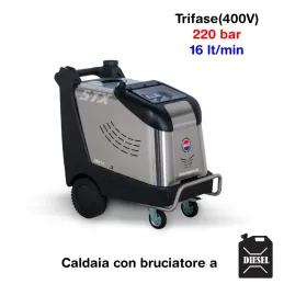 BM2 STX 220/16 Plus - Idropulitrice professionale ad acqua calda (220 Bar - 16 lt/min) con bruciatore a gasolio
