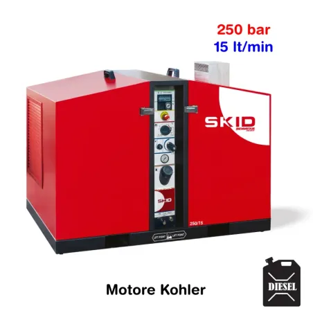 BM2 Skid 250/15 - Idropulitrice professionale a scoppio ad acqua calda (250 Bar - 15 lt/min) con bruciatore a gasolio