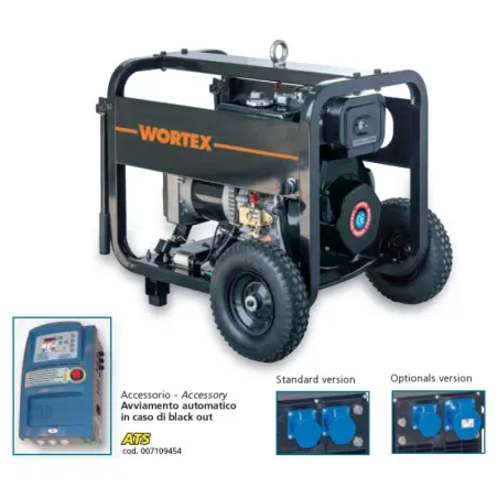 Wortex HWS 6500 E ATS - Gruppo elettrogeno monofase (5,2 kW) con motore diesel
