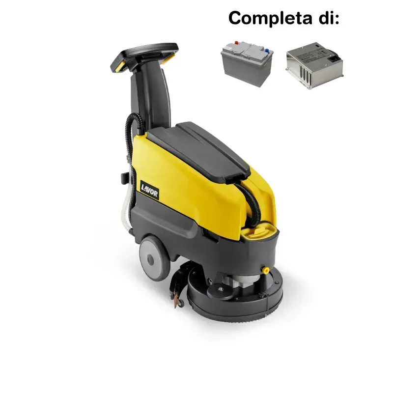 Lavor L1.5 36B - Lavasciuga pavimenti batteria 24V, pista di pulizia 36 cm (completa di caricabatteria e batterie)