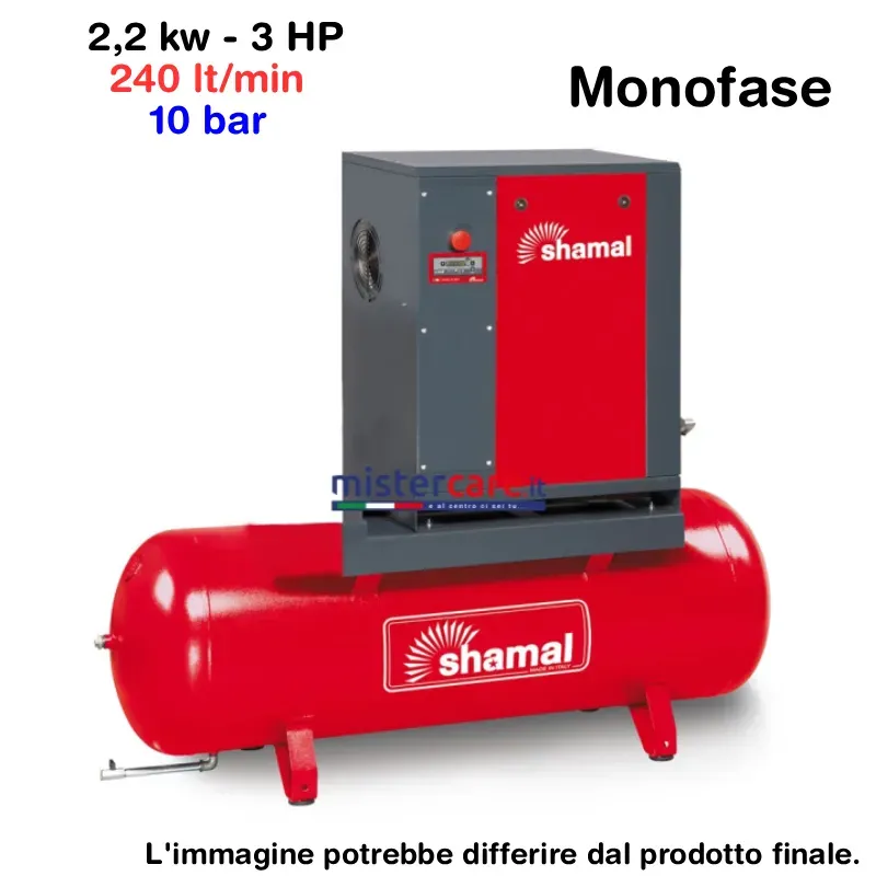 Shamal GHIBLI SE 2.2-10-200 M Compressore a Vite Monofase 200 Lt 10 Bar