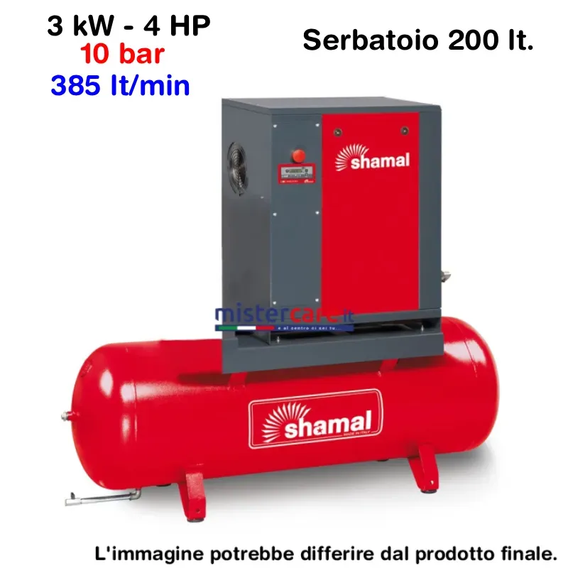 Shamal GHIBLI SE 3.0-10-200 Compressore a Vite 4 HP 200 Litri 10 Bar V77JQ72SHA572