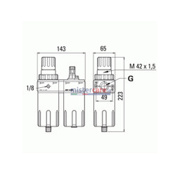 Fluxo FX3240 - Filtro - Riduttore - Lubrificatore da 1/2" con manometro Ø 50