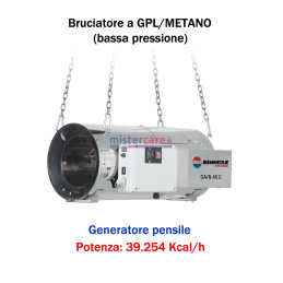 BM2 GA/N 45 C - Generatore d'aria calda (a GPL e metano) in bassa pressione a combustione diretta (pensile) - 39.254 kcal/h