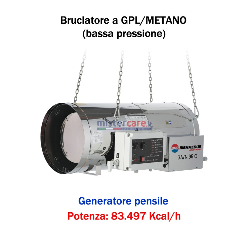 BM2 GA/N 95 C - Generatore d'aria calda (a GPL e metano) in bassa pressione a combustione diretta (pensile) - 83.497 kcal/h