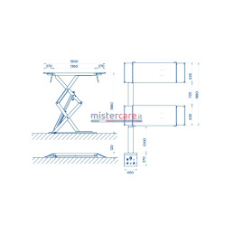 OMCN 722 - Ponte sollevatore elettroidraulico (a basso profilo) a doppia forbice/pantografo (3.200 Kg)