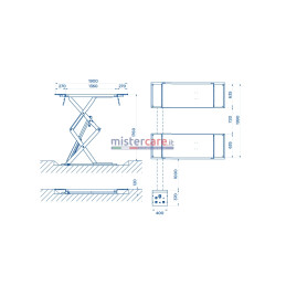 OMCN 723 - Ponte sollevatore elettroidraulico (a basso profilo) a doppia forbice/pantografo (3.200 Kg)