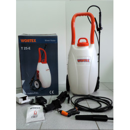 Wortex T25-E - Pompa irroratrice batteria 12V Serbatoio da 25 litri carrellata completa di batteria