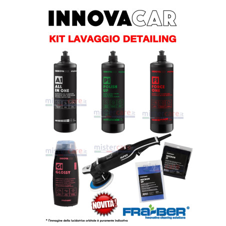 Fra-Ber - Kit prodotti POLISH auto detailing con lucidatrice orbitale elettrica (230V)