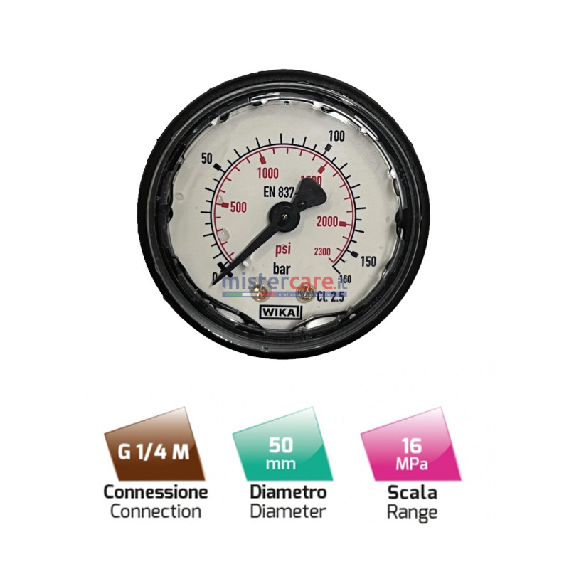 MTM - Manometro in glicerina con attacco posteriore (1/4" - Ø 50 mm - 0/160 Bar)
